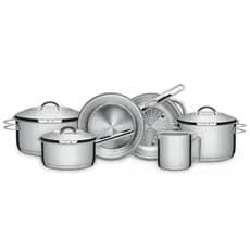 Jogo de Panelas Tramontina Solar em Aço Inox com Fundo Triplo e Tampas de Inox 6 Peças
