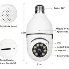 Camera Ip Inteligente Lampada Panoramica Yoosee Wifi E Espiã Alta Qualidade