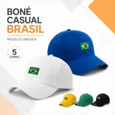 Boné Brasil Bandeira Masculino Feminino Bordado Premium 5 Cores Ajustável Fitão Copa Seleção