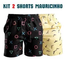 Kit 2 Bermudas Tactel Grosso Masculina Estampada Shorts Praia Verão Lazer Premium