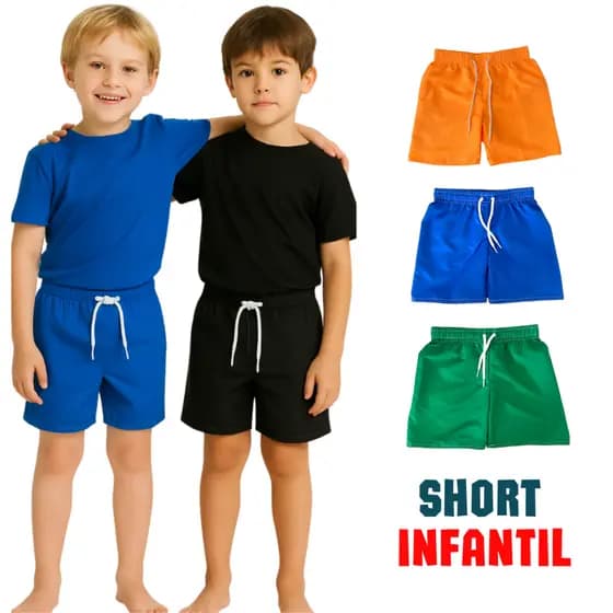 Short Infantil Masculino Tactel com Cordão Ajustável