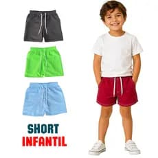 Short Infantil Menino Tactel Leve e Confortável para Dia a Dia Estilo Praia e Piscina