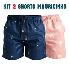 Kit 2 Shorts Tactel Grosso Masculino Mauricinho Adulto Surf Praia Academia Bermuda Verão Premium