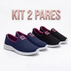 Kit 2 Pares Tênis Feminino Calce Fácil Slip On Casual confortável caminhada Academia (35 ao 40)