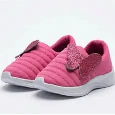 Tênis Infantil Menina Borboleta Glitter Calce Fácil Leve Conforto Escolar Macio
