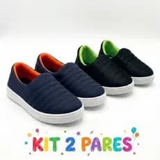 Kit 2 Pares Tênis infantil Menino Calce Fácil Liso confortável Leve Escola