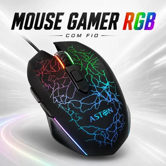Mouse Gamer RGB 2400DPI com Fio 6 Botões Programáveis
