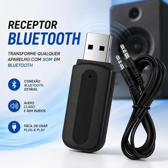 Adaptador Bluetooth USB P2 Receptor Auxiliar para Som Automotivo TV PC Áudio