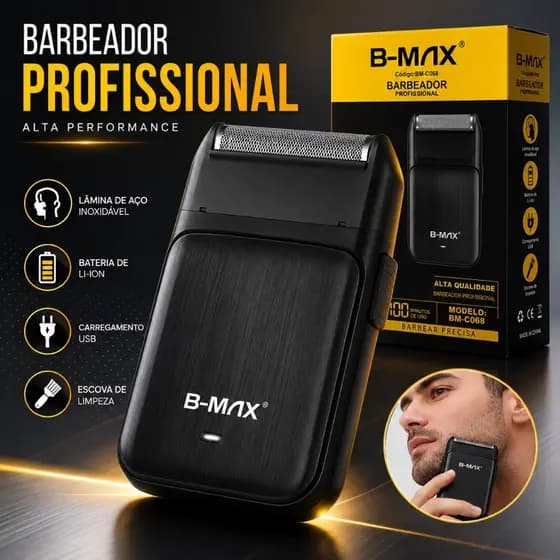 Máquina Shaver Premium B-MAX Sem Fio USB-C Acabamento Profissional