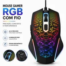 Mouse USB Gamer RGB 3600 DPI 6 Botões LED Ajustável B-MAX