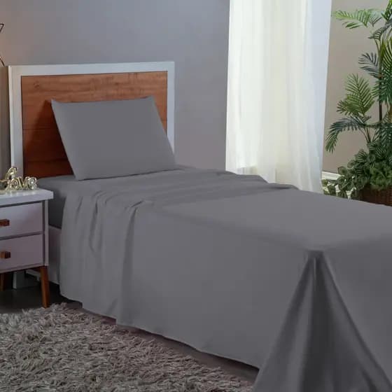 Conjunto Lençol 400 Fios 3 peças Jogo de Cama Box com Elástico e Fronha Cama Box Toque Macio