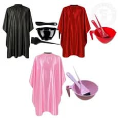 Kit Capa de Corte Cetim Com Zíper+ Kit Tintura - Barbearia/Cabeleireiras (Rosa, Preto, Vermelho)