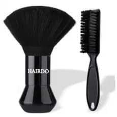 Kit Escovinha Degradê + Espanador Pincel Profissional Barbeiro Cabelo Barba