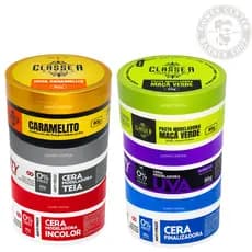 Kit 6 Pomadas Classe A Barber e Infinity Looks Hair For Men: Caramelito, Teia, Incolor, Maça Verde, Finaliza+ Uva