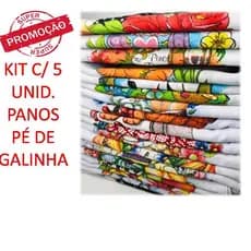 Kit Com 5 Panos de Prato De Cozinha Tati O Legitimo Pé de Galinha