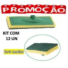 KIT Com 12 Rodo Abrasivo Esponja Lava Piso e Azulejo Sem Cabo