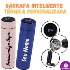 Garrafa Térmica Personalizada Inteligente com Visor de LED Marcador de Temperatura 500ml