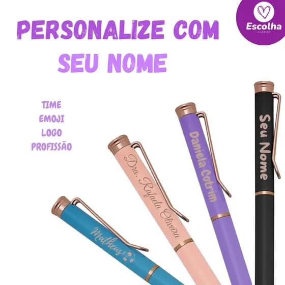 Caneta Metal Personalizada com seu Nome, Logotipo, Frase ou Profissão
