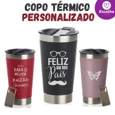 Copo Para Bebida Térmico 500ml Personalizado com Abridor c/ Nome, Logo ou TIME - Modelo Festa