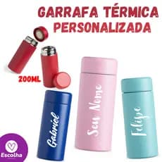 Garrafa Térmica Personalizada 200ml com Nome, Logo ou Frase