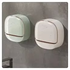 Saboneteira Multifuncional Com Ralo Tampa Flip Sem Perfuração Parede Suporte Para Sabonete Fixação com Adesivo 1536