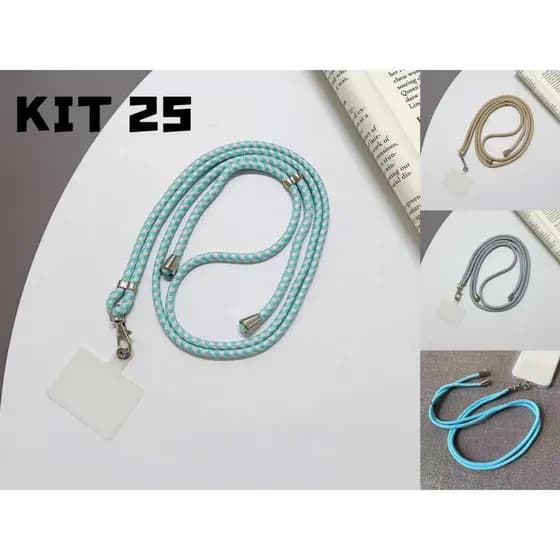 Kit 25 cordão de pescoço ajustável para celular universal colorido