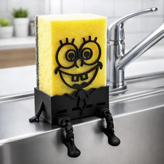 Suporte Porta Esponja Bob Esponja | Organizador de Pia Criativo | Escorredor de Esponja para Cozinha