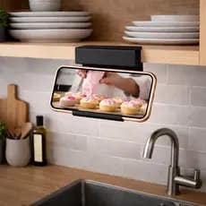Suporte para Celular em Armário Aéreo de Cozinha Sem Furos | Porta Celular Universal