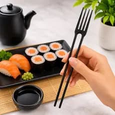 Hashi Multifuncional 2 em 1 Com Garfo Integrado Reutilizável - Comida Japonesa/Sushi