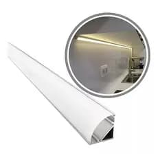 Perfil Aluminio Sobrepor Canto Fita Led Com Difusor 1Metro Branco Preto
