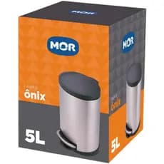 Lixeira Em Aço Inox Cesto Com Pedal Modelo Onix 5 Litros Banheiro Escritório Cozinha Mor