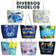Bolsa Feminina De Praia Alça de Corda Com Ziper Férias Praia Piscina Verão Petrin