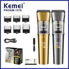 Kemei 1376 Recarregável Silencioso Aparadores De Cabelo Profissional Baixo Ruído Máquina De Cortar Motor Sem Escova Exte