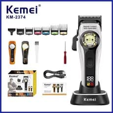 Kemei 2374 Barbeiro Fade Máquina De Cortar Cabelo Profissional Sem Fio Aparador De Elétrico Masculino Corte Motor Magnét
