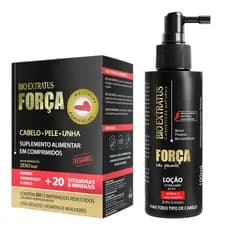 Kit Força com pimenta Bio Extratus -1 Loção 100ml + 1 Suplemento/Kit Crescimento e Fortalecimento Capilar