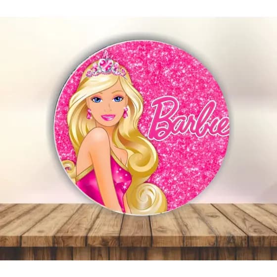 Painel Redondo de Festa Veste Fácil Sublimado Tema Barbie