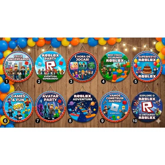 Painel Redondo de Festa Veste Fácil Sublimado Tema ROBLOX