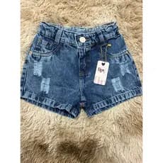 shorts jeans , com puído lateral .
