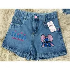 shorts jeans , stitch laçinho (nome)