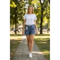 Shorts jeans, blogueira Minie.