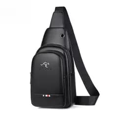 Saco de ombro de couro masculino moda esporte bolsa de peito impermeável