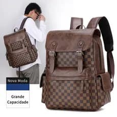 Mochila de couro dos homens da moda Mochila de computador de negócios de grande capacidade