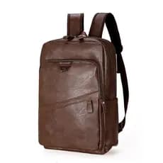 Mochila de couro masculina de grande capacidade Mochila de couro para estudantes de moda