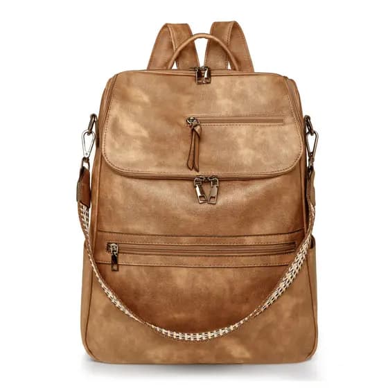 ‌ Mochila de Couro Feminina Vintage e Moderna, Nova Mochila de Grande Capacidade e Luxo Leve