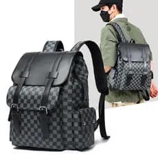 Mochila escolar masculina de grande capacidade mochila de couro da moda coreana