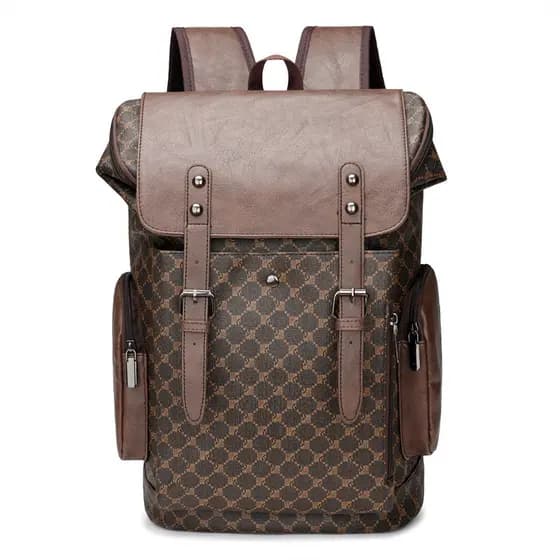 Mochila masculina de couro de grande capacidade para computador de viagem