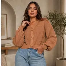 Casaco Feminino Inverno Casaquinho Tricot de Frio Botão trico tricô botões