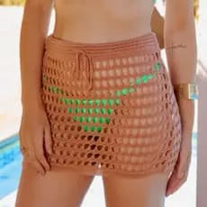 Saia Saída de Praia Curta Tricot para Piscina estilo crochê saida tricô rendada furos trico croche