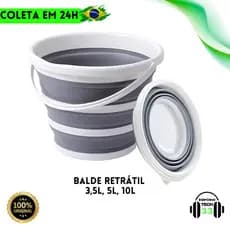 Balde Dobrável Retrátil 10 Litros Silicone Multiuso Limpeza de Casa Lavanderia Apartamento
