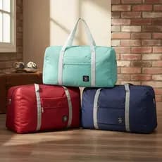 Kit 3 Bolsa Viagem Dobrável Impermeável Grande Capacidade Multifuncional Poliéster 43x26x13cm Leve